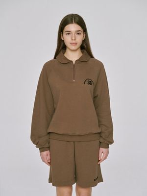 Brown quater zip