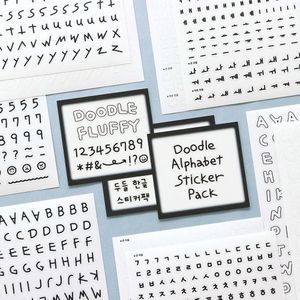 두들 알파벳 한글 스티커팩 3종 세트 다꾸 폴꾸