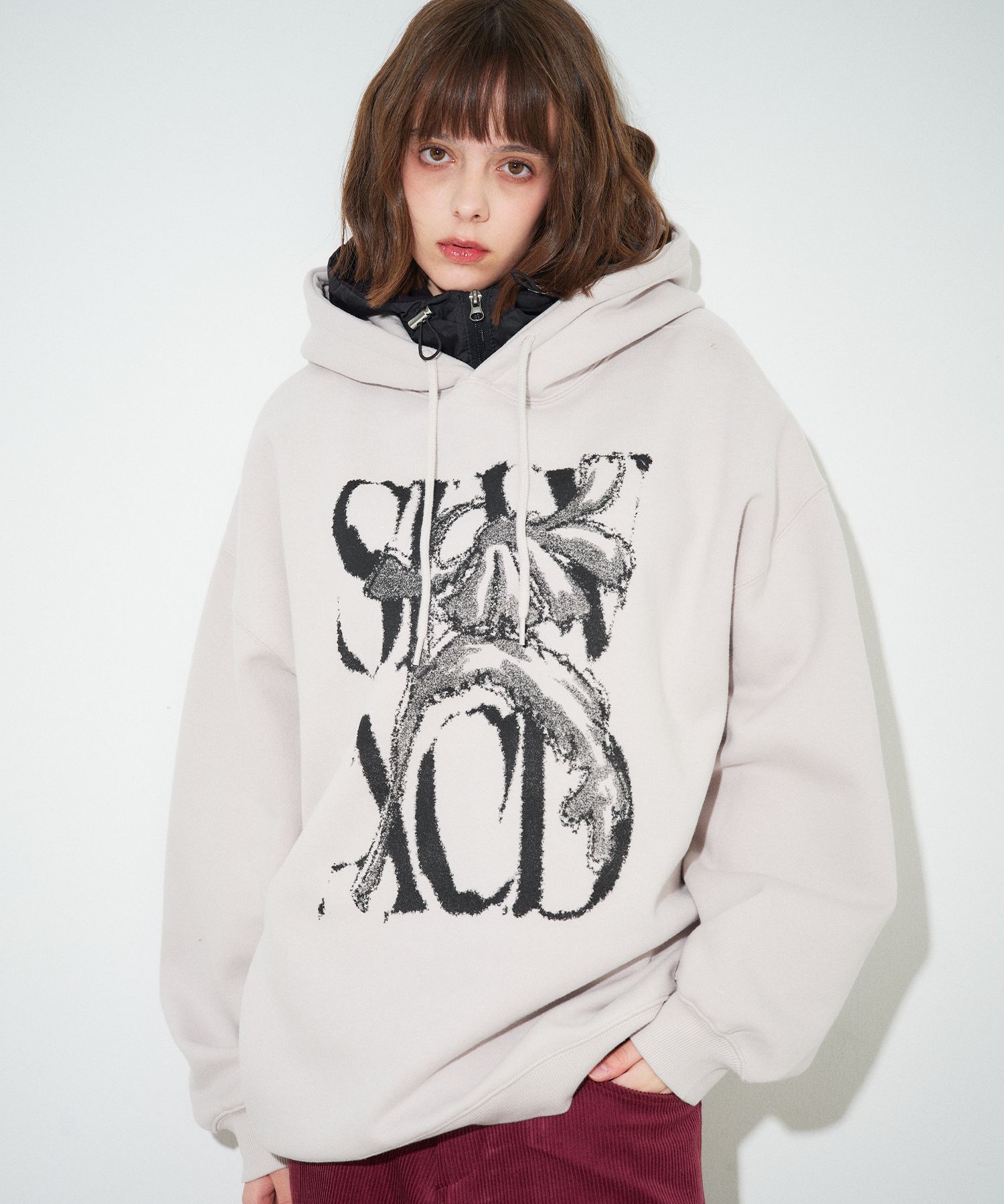 MUSINSA | SLOWACID Peach Skin Rusty Logo Hooded Sweatshirt
