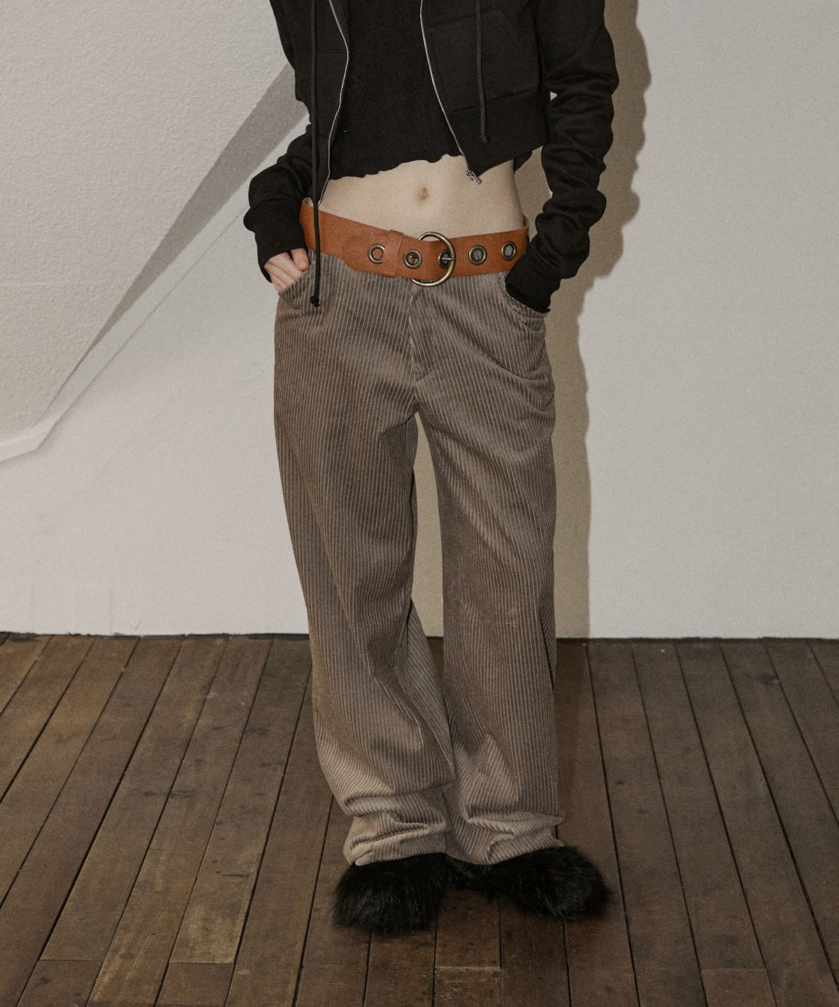 디어스토커(DEARSTALKER) B. WIDE CORDUROY PANTS - GREY