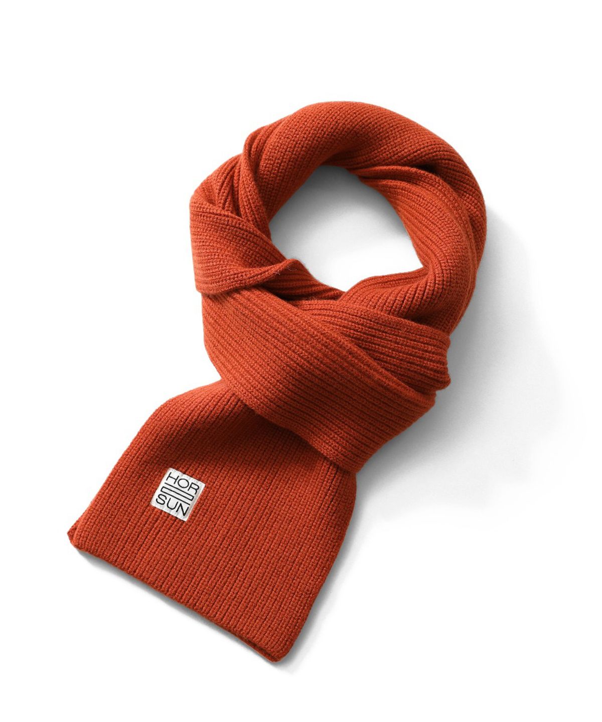 홀리선(HORLISUN) Skiff Wool Knit Rib Muffler Rust Orange