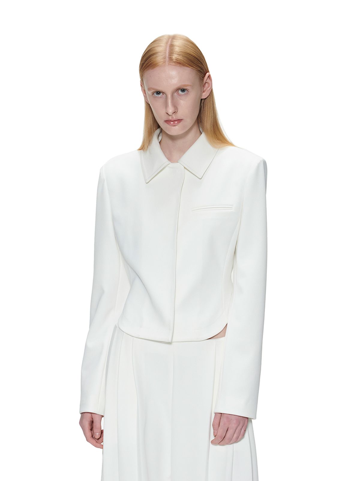더발론(THE BALLON) HIDDEN BUTTON SHIRTS JACKET - WHITE