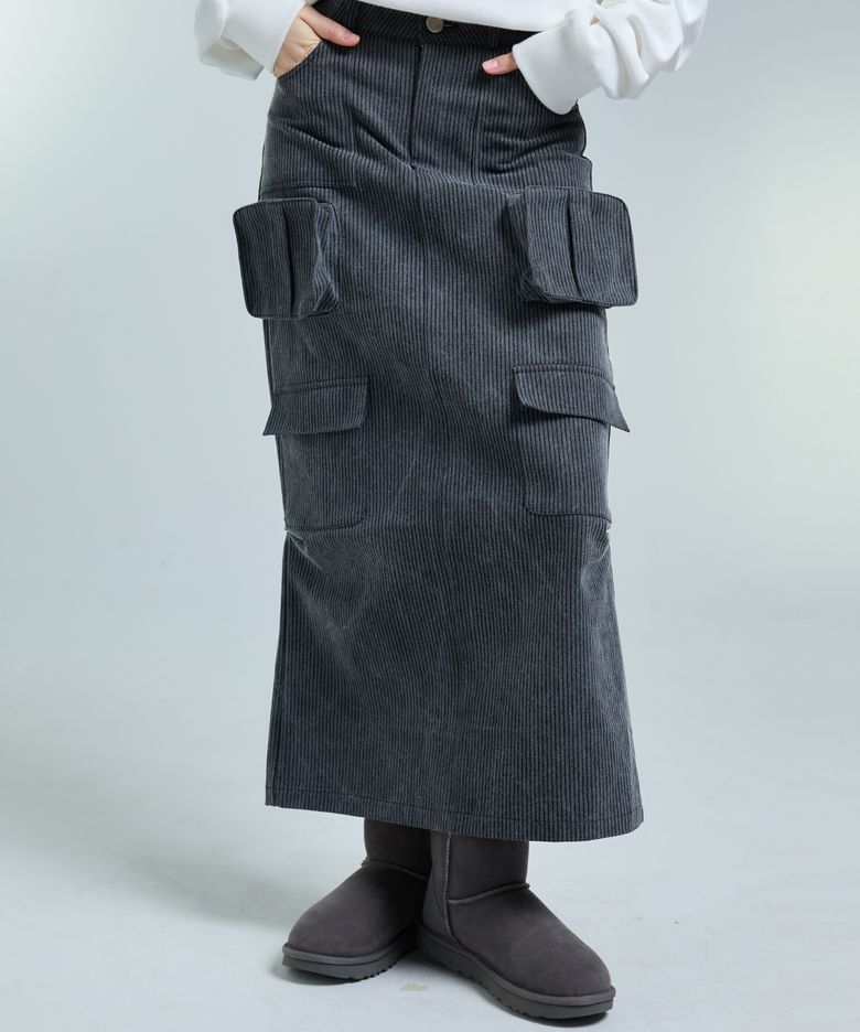 AM CARGO LONG SKIRT(BLACK)