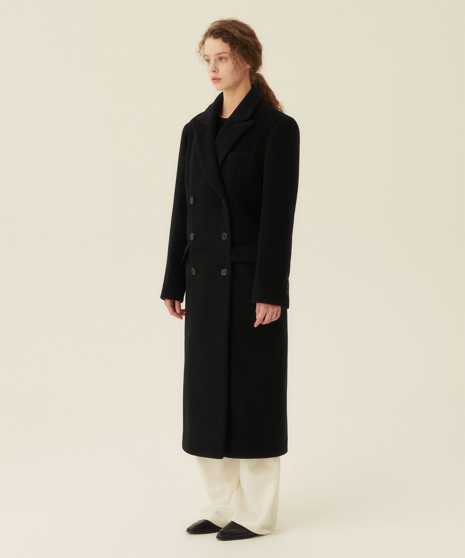 Anna Double Long Coat BLACK source detail 71