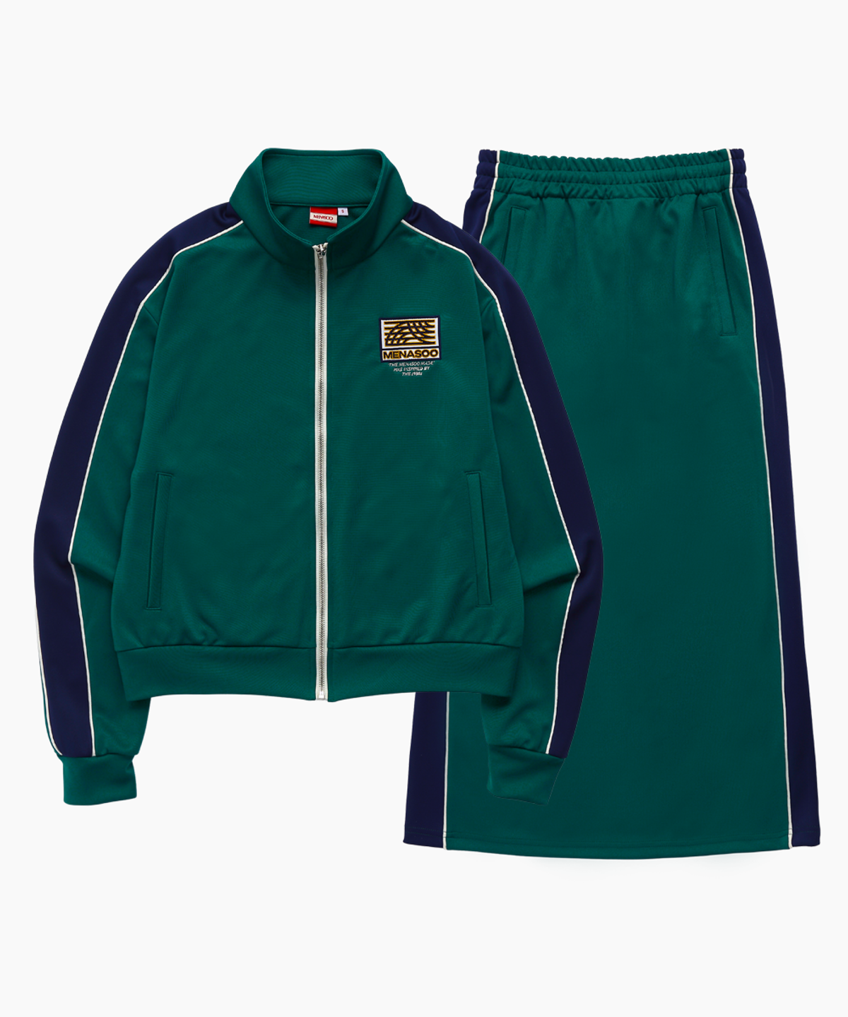 미나수(MENASOO) SIDELINE POINT TRACK SKIRT SET_GR