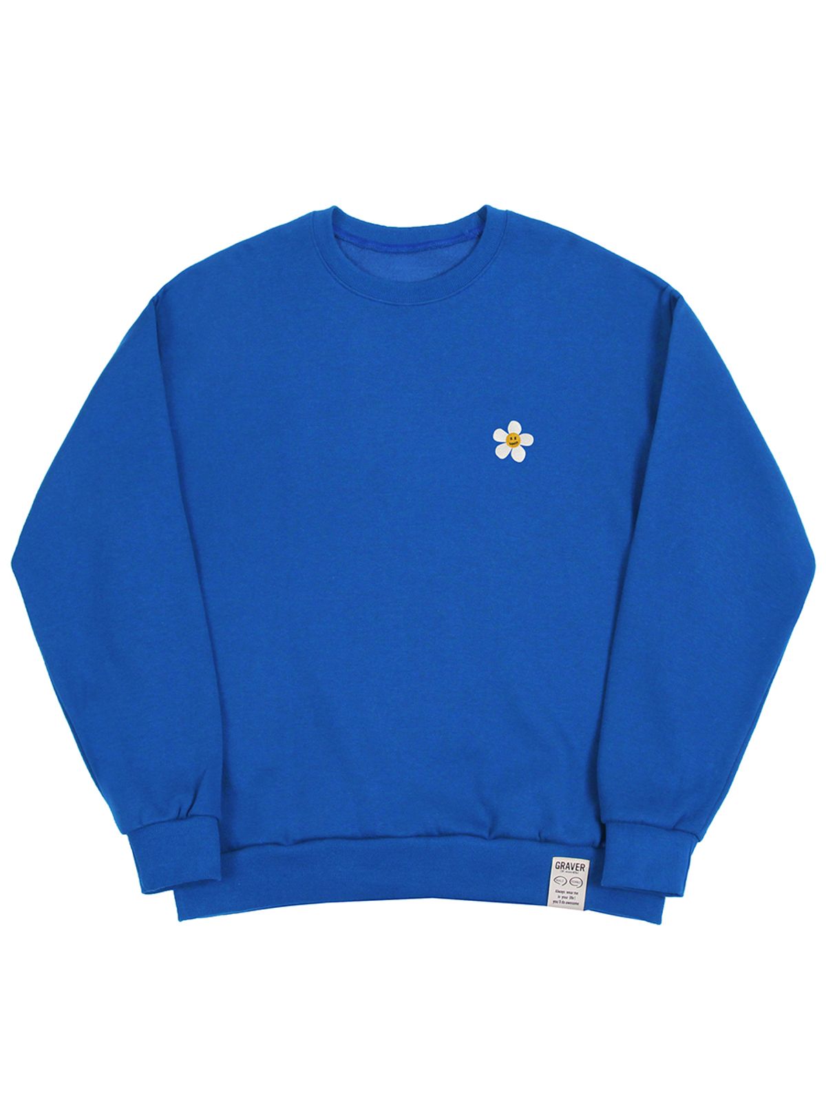 그레이버(GRAVER) [UNISEX]플라워도트 자수 맨투맨_코발트블루