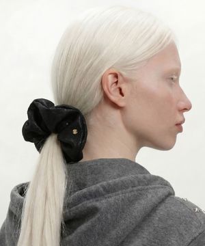 헤어 스크런치 머리끈 SCRUNCHIE / MID / JEWEL / GLITTER / M BLACK
