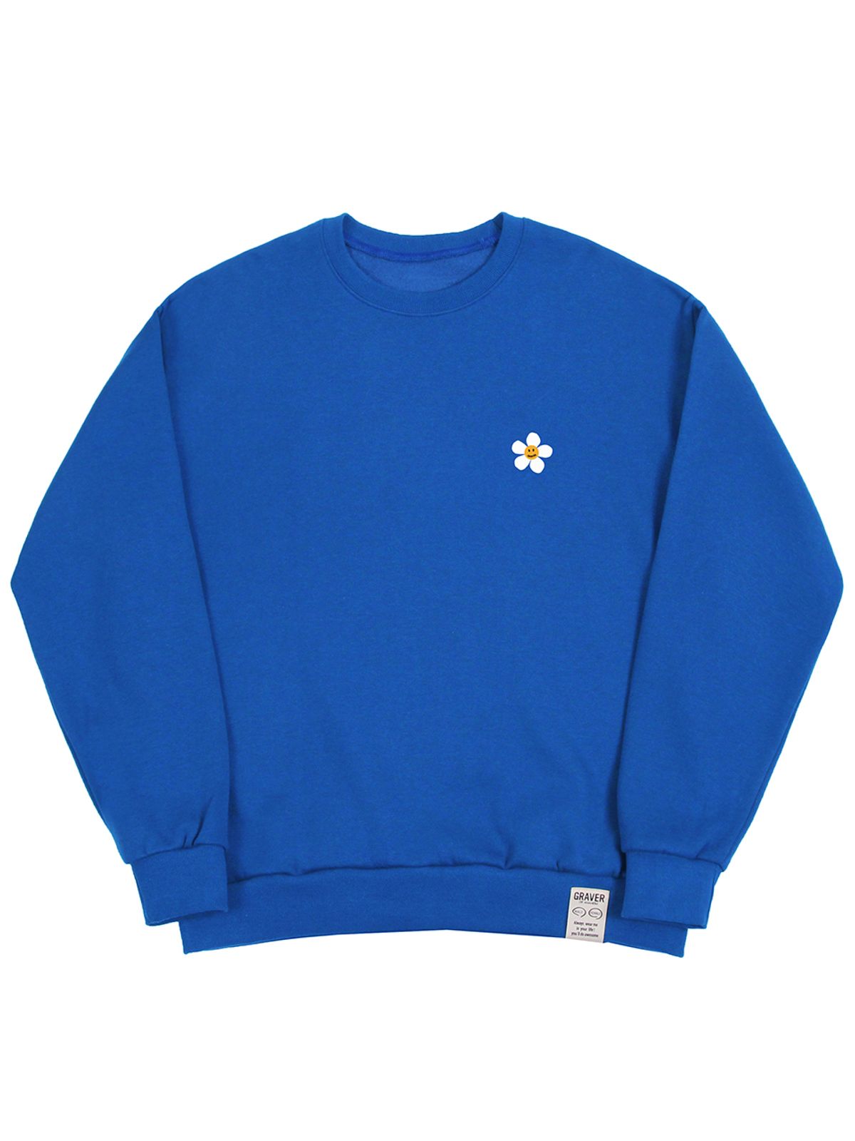 그레이버(GRAVER) [UNISEX]플라워도트 로고 스마일 맨투맨_코발트블루
