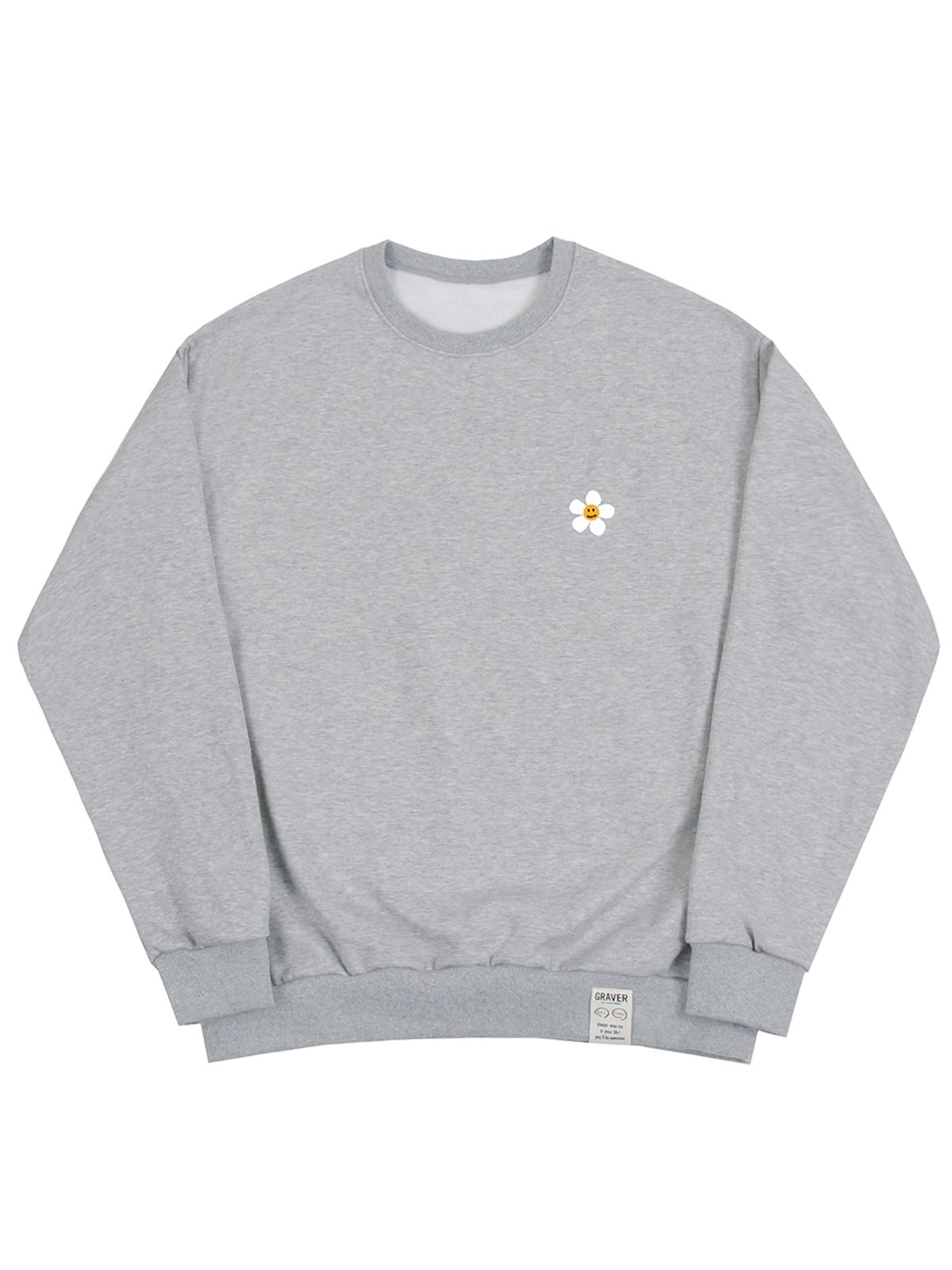 그레이버(GRAVER) [UNISEX]플라워도트 로고 스마일 맨투맨_그레이