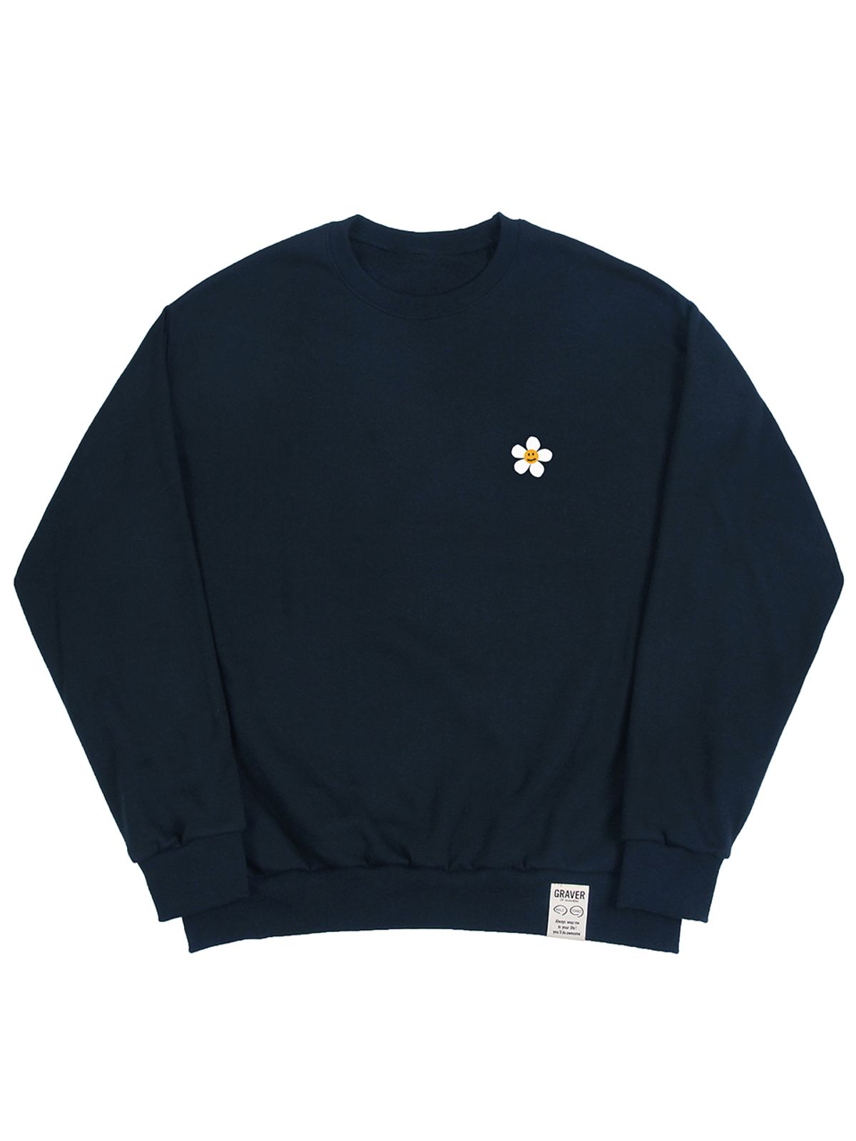 그레이버(GRAVER) [UNISEX]플라워도트 로고 스마일 맨투맨_네이비