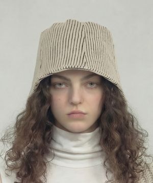 겨울 니트 버킷햇 STAND BUCKET / STRIPE KNIT / MILK