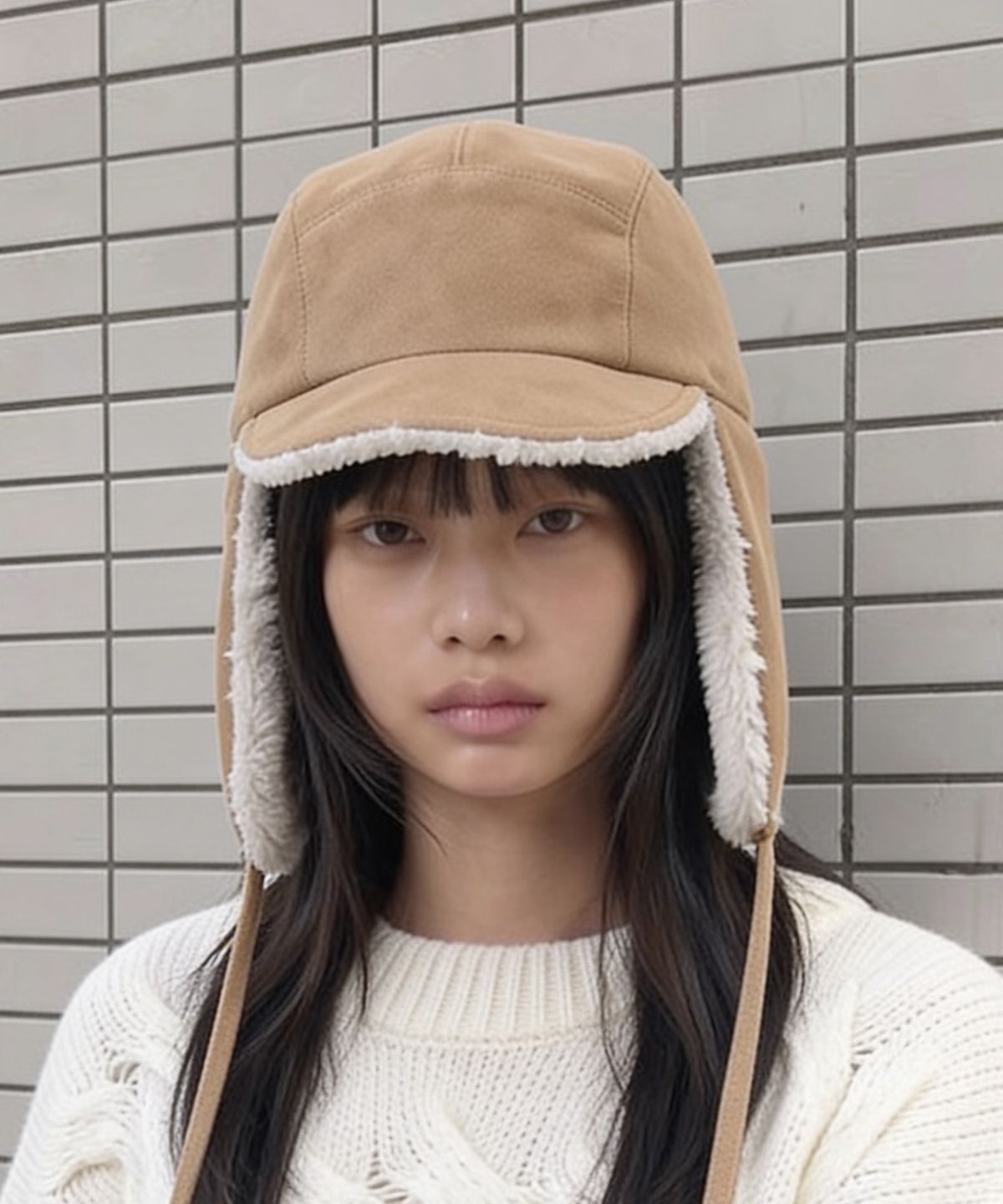 언더컨트롤 스튜디오(UNDERCONTROL STUDIO) 이어플랩 디테일 겨울 양면 방한 모자 TRAPPER HAT / REVERSE FUR / FLANNEL BEIGE