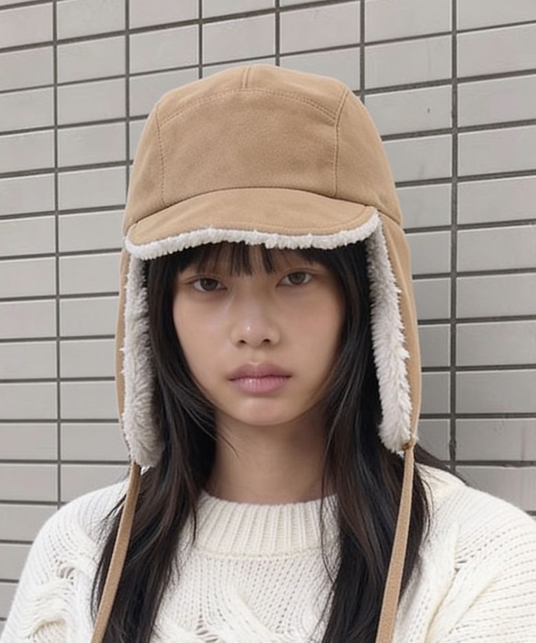 이어플랩 디테일 겨울 양면 방한 모자 TRAPPER HAT / REVERSE FUR / FLANNEL BEIGE