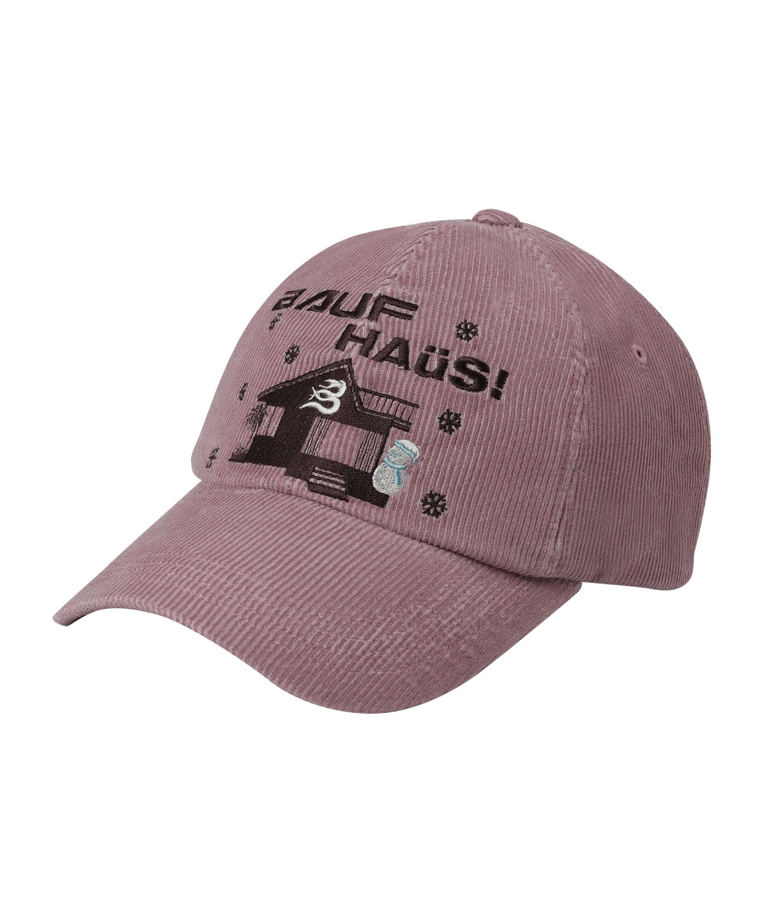 ★BAUF★ HAUS Flame Corduroy Ball Cap Black Embroidered Flame Design Black Corduroy Hat, Unisex
