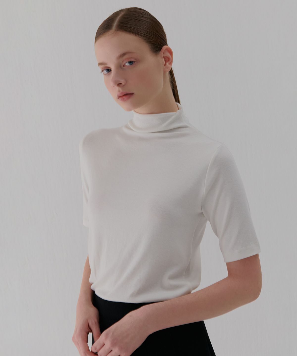 카미노(CAMINO) 23 FW 피치 반목 폴라 티셔츠 (화이트)