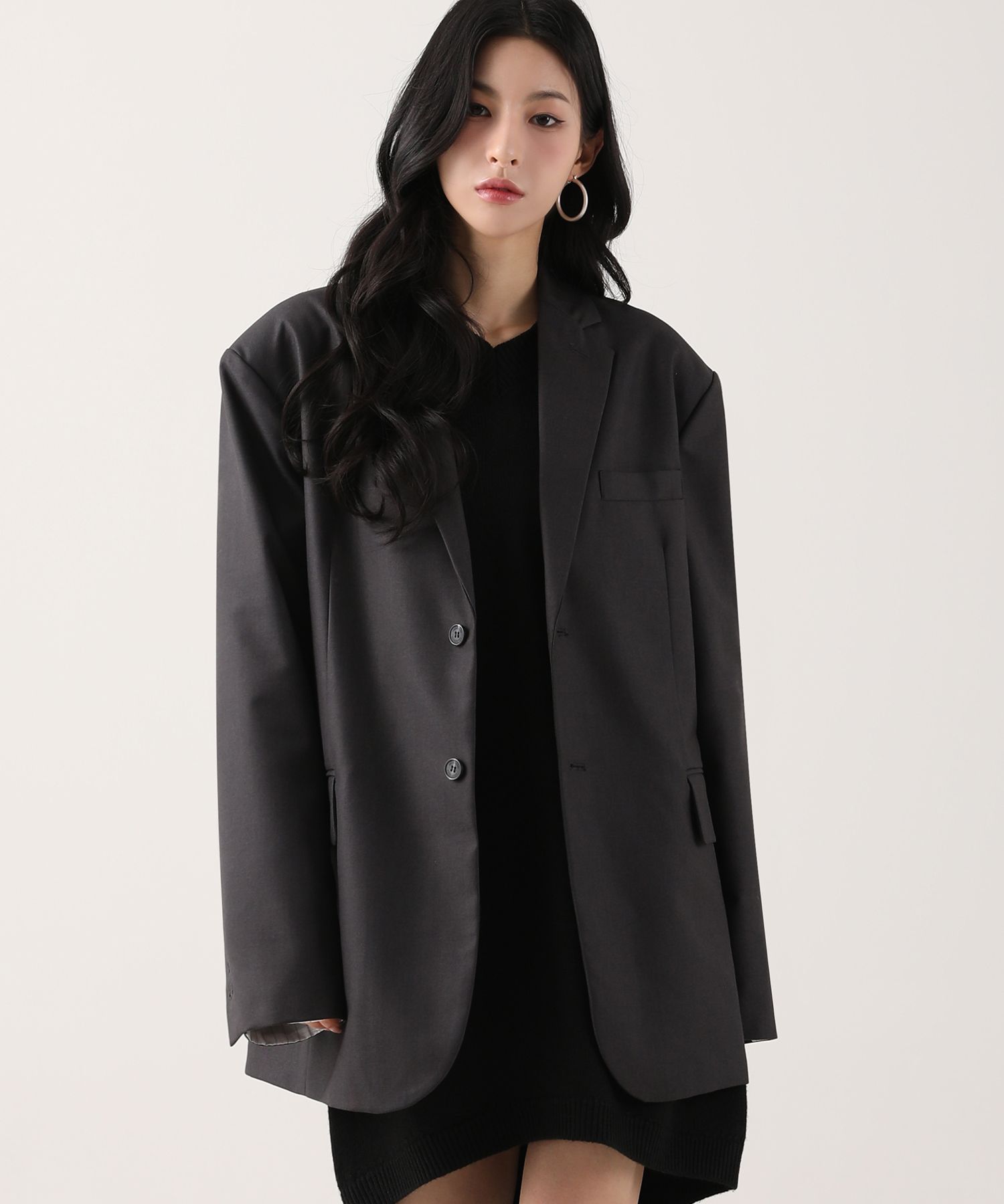 [AvanDress] Boyfriend Single Blazer ★ブレザー MUSINSA | AVANDRESS Boyfriend Single Blazer BLACK
