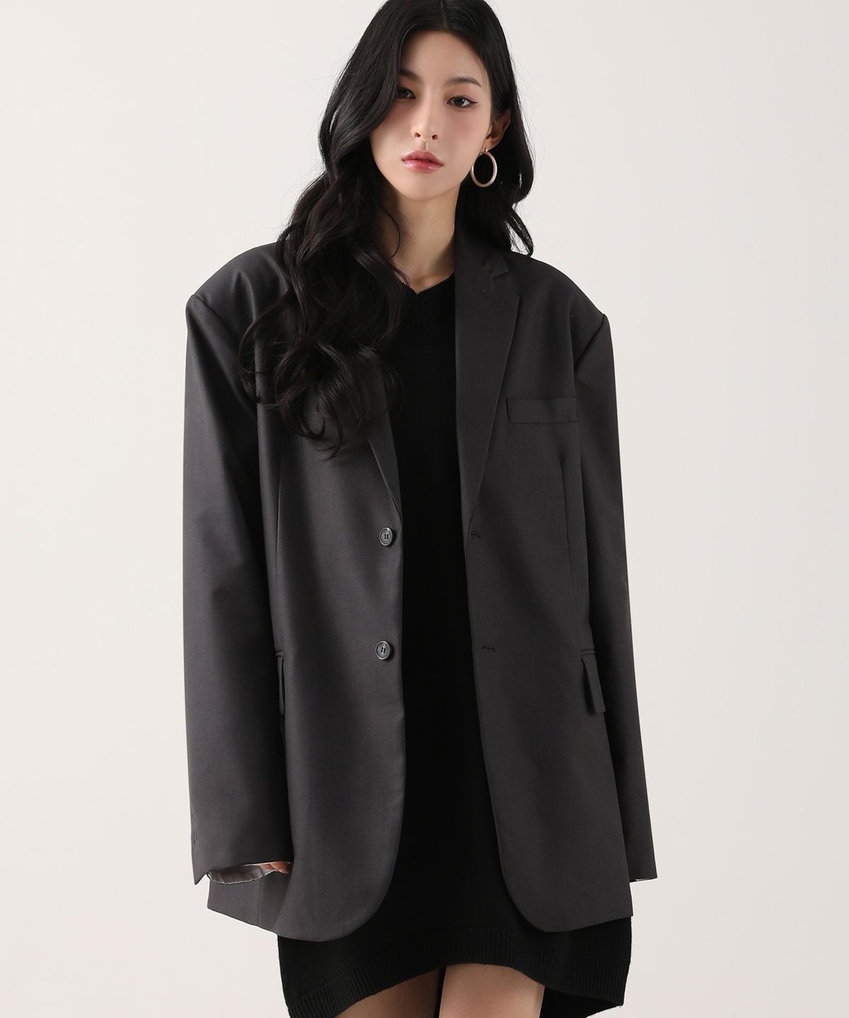 어반드레스(AVANDRESS) Boyfriend Single Blazer CHARCOAL