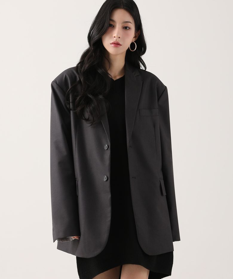 Boyfriend Single Blazer CHARCOAL