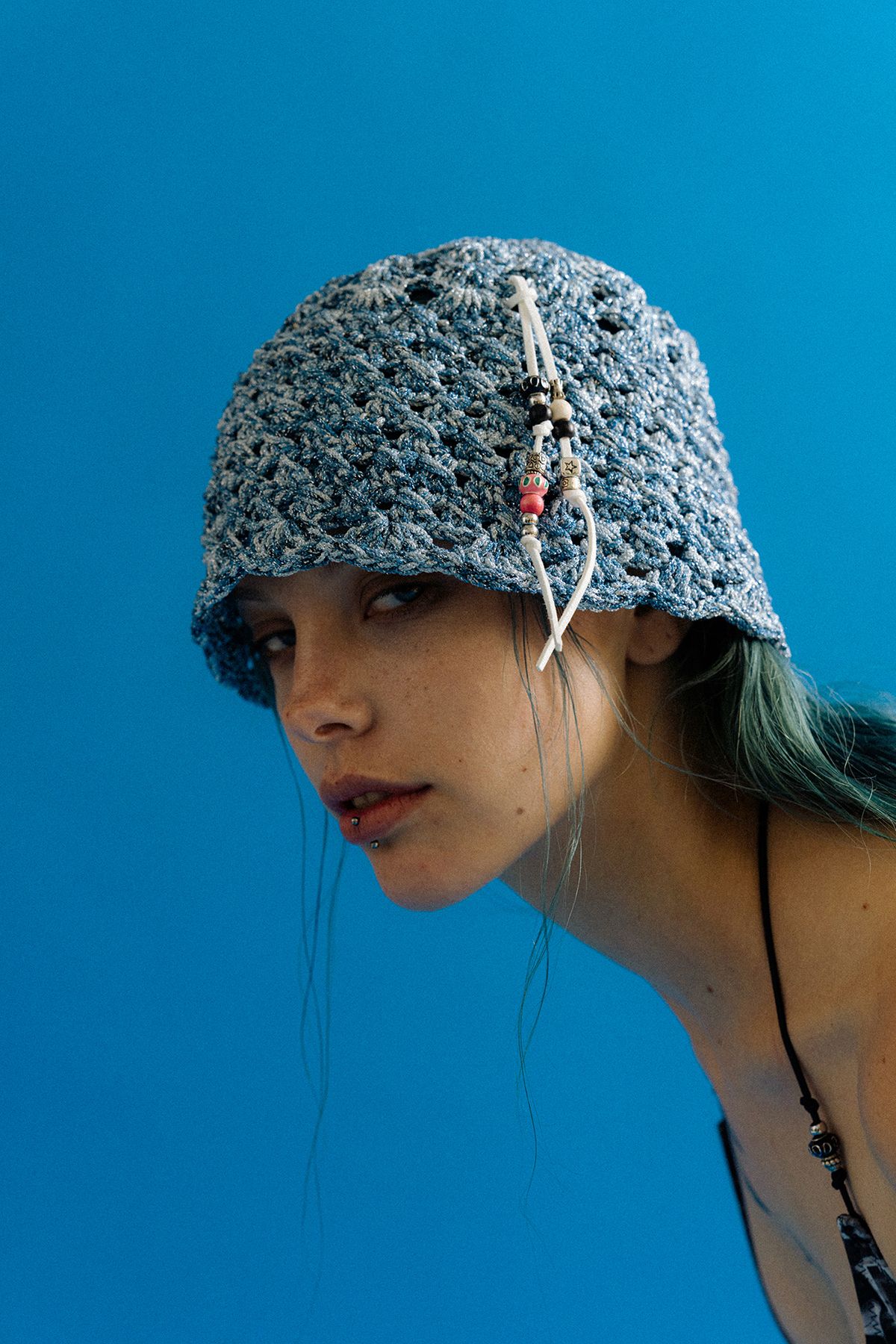 오로지(OROGEE) Shell knit bucket hat-Blue