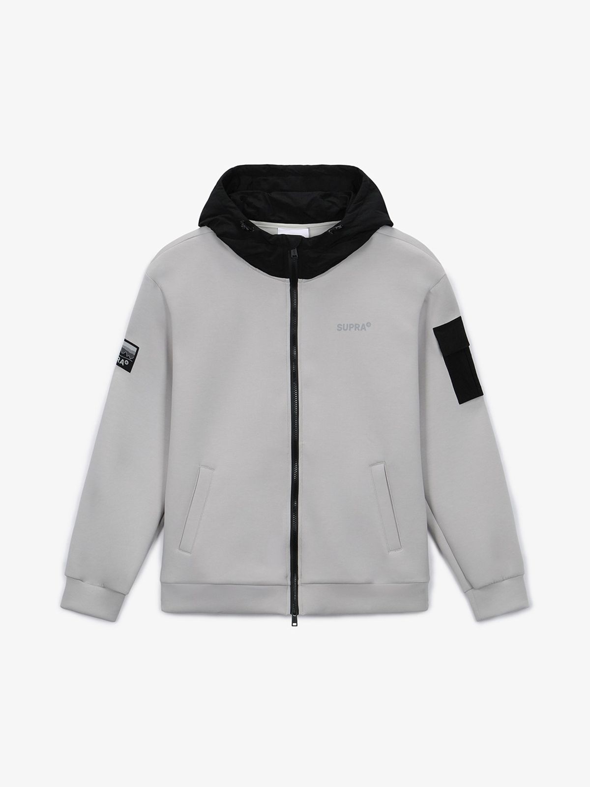 수프라(SUPRA) 아웃도어 우븐 패치 오버핏 후드 집업(GREY)