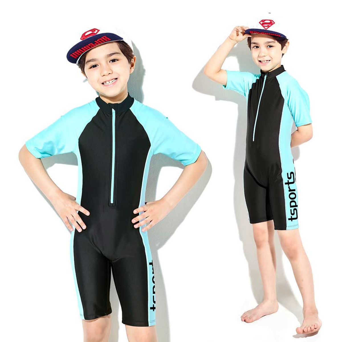 티에스스포츠(TS SPORTS) 남아동 수영복 집업 반팔 올인원 M23001