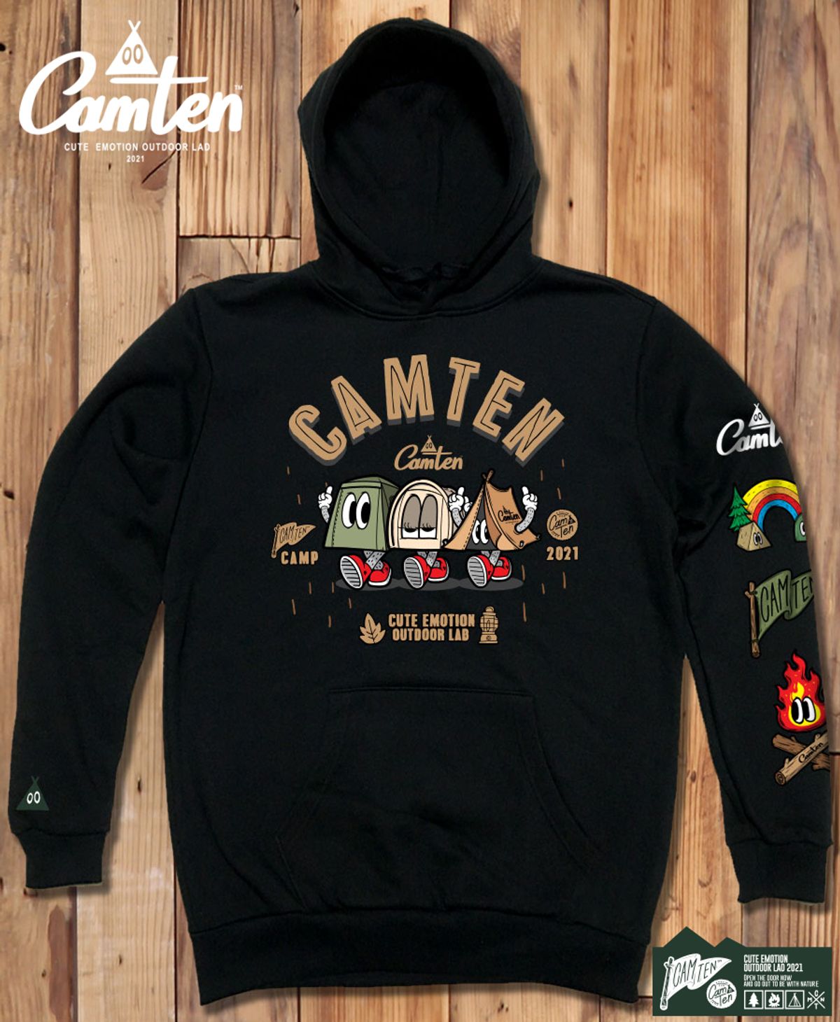 돌돌(DOLDOL) Camten-hoody-61 감성 캠핑 브랜드 캠텐 캐릭터 그래픽 후드티 후드 후디