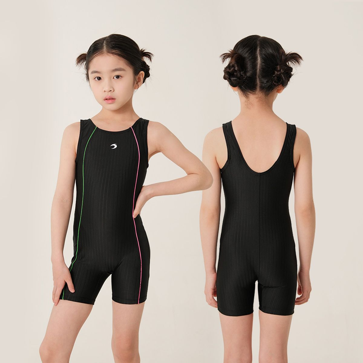 티에스스포츠(TS SPORTS) 여아동 원피스 수영복 반신 3부 M23011