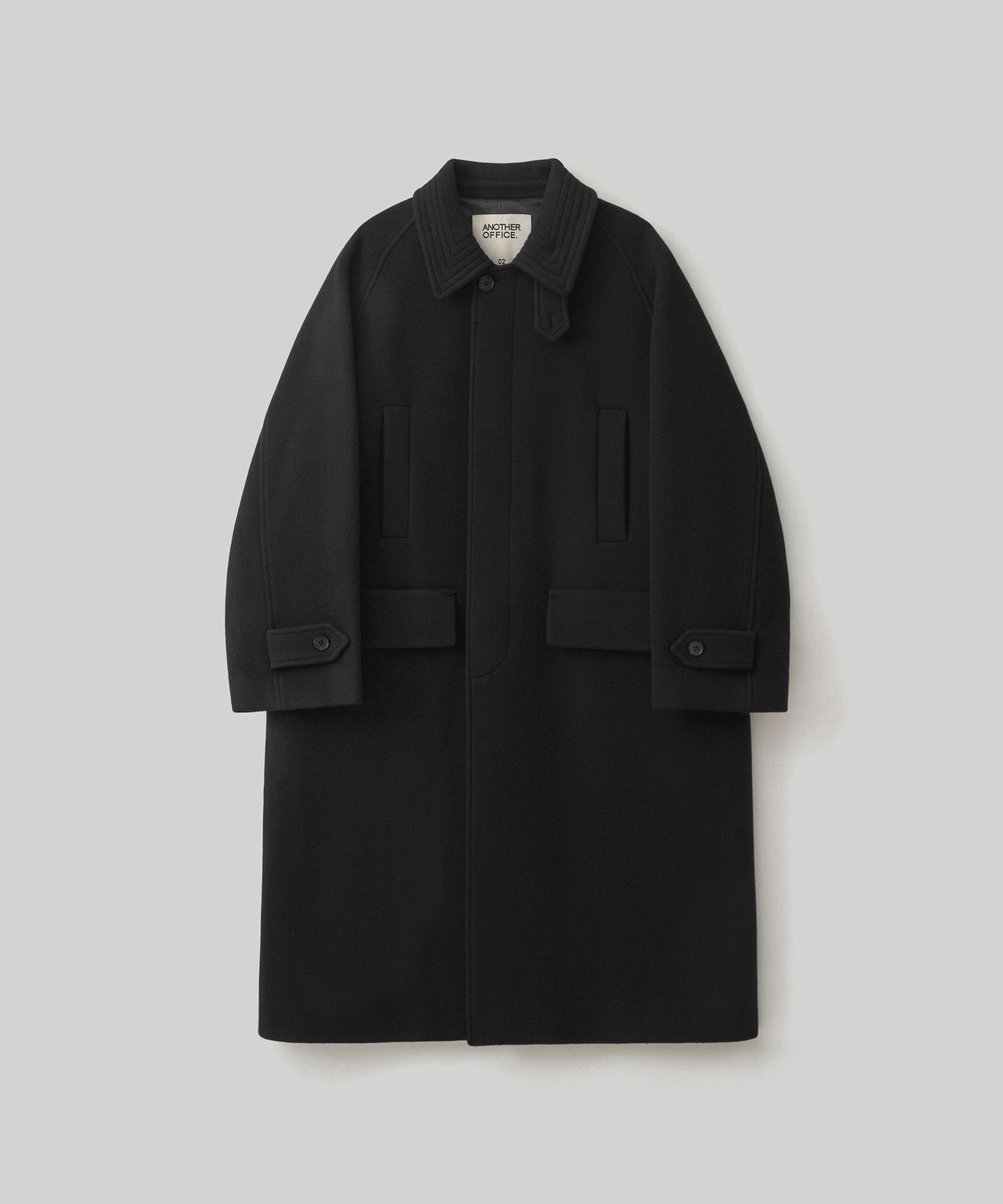 MUSINSA公式 | ANOTHER OFFICE Voyager Bold Balmacaan Coat (Black)
