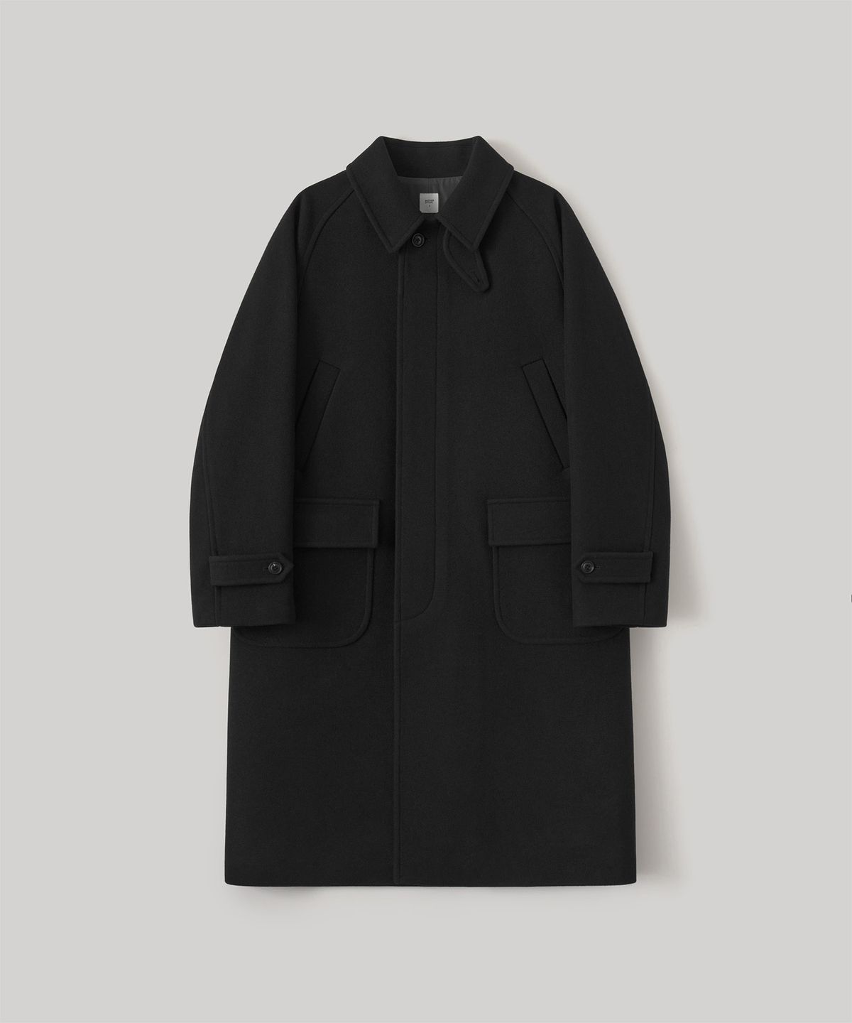 어나더 오피스(ANOTHER OFFICE) Voyager Balmacaan Coat (Black)