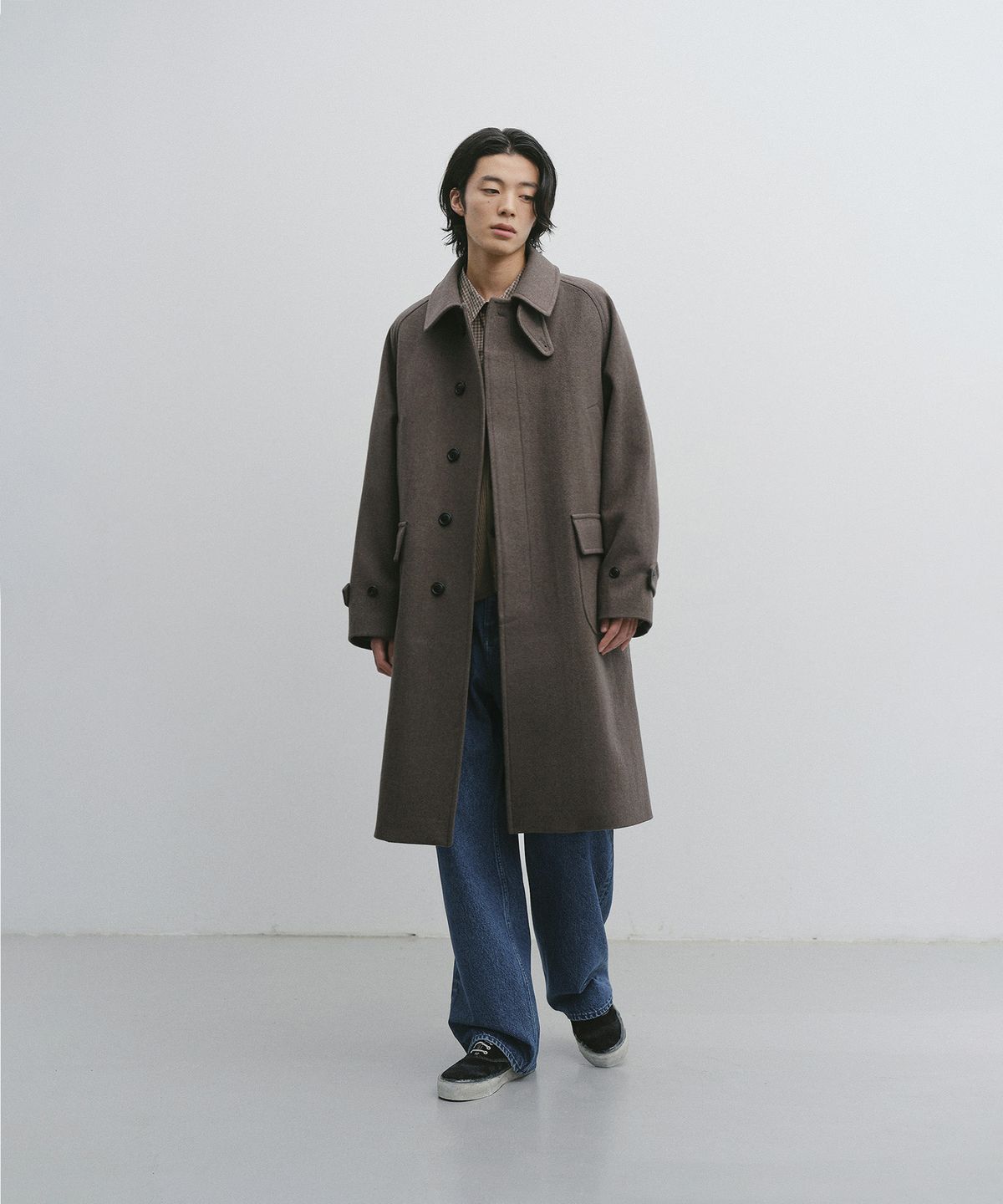 어나더 오피스(ANOTHER OFFICE) Voyager Balmacaan Coat (Mink Brown)