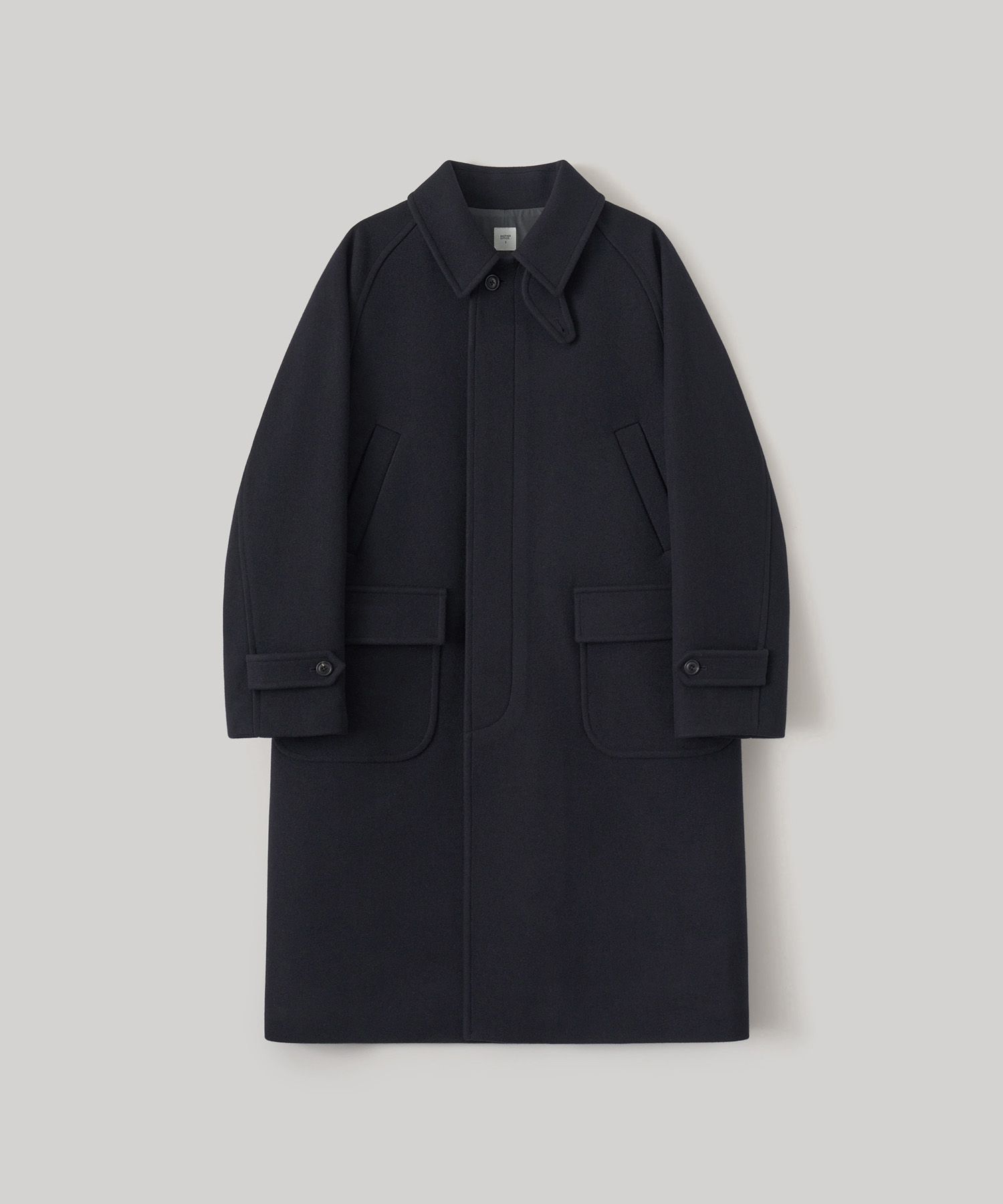 어나더 오피스(ANOTHER OFFICE) Voyager Balmacaan Coat (Dark Navy