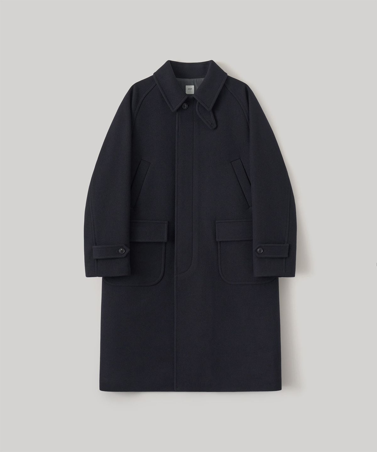어나더 오피스(ANOTHER OFFICE) Voyager Balmacaan Coat (Dark Navy)