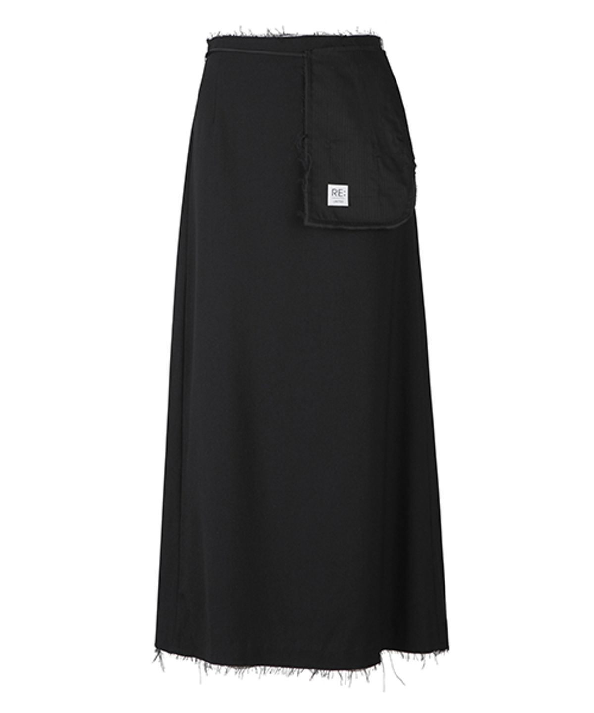 래코드(RECODE) Raw Edge Detail Flare Long Skirt_RQKAW23542BKX