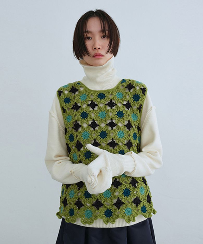 Gloves Mixed Turtle Neck Knit Top_R0WAA23101IVX