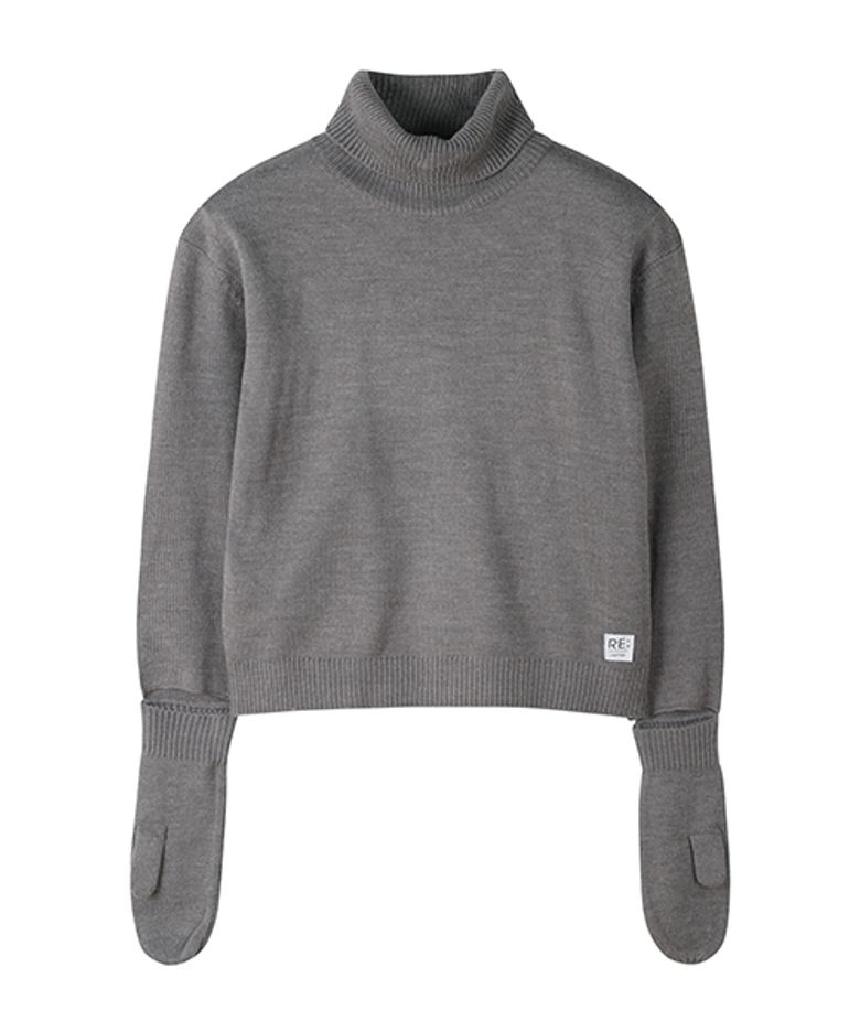 Gloves Mixed Turtle Neck Knit Top_R0WAA23101GYX