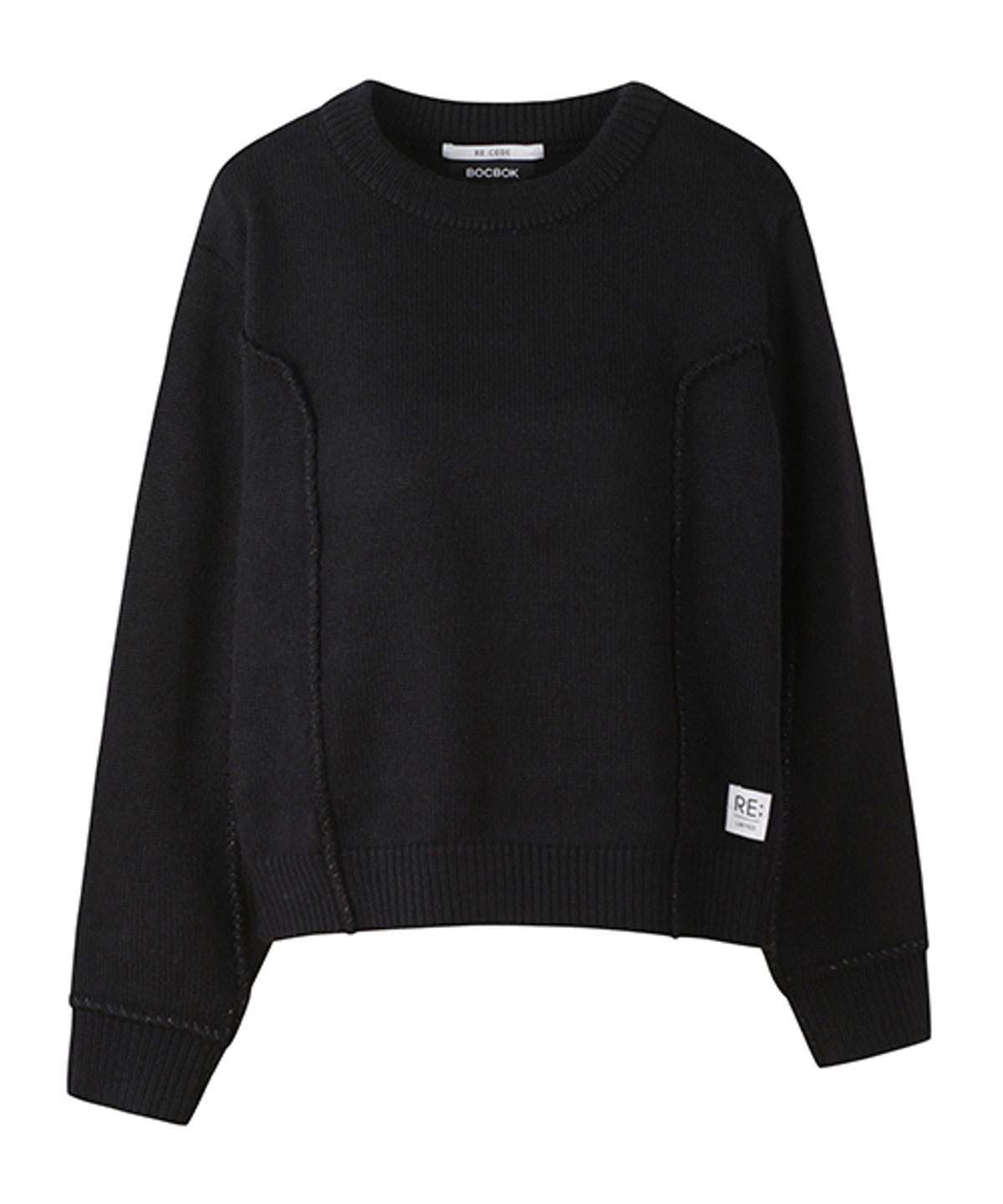 래코드(RECODE) Raw Edged Detail Knit Top_R0WAW23107BKX