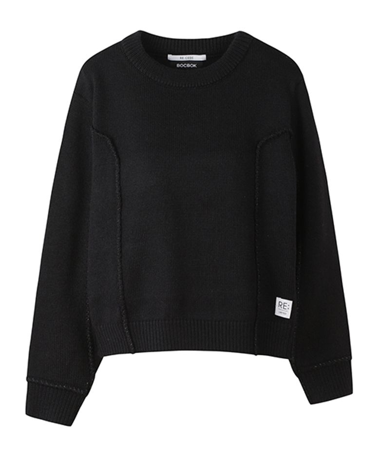Raw Edged Detail Knit Top_R0WAW23107BKX