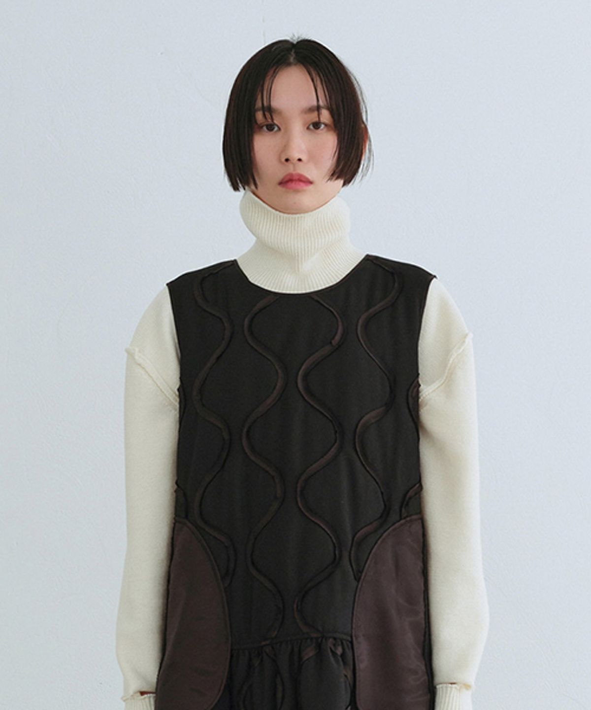 래코드(RECODE) Quilting Voluminous Dress_RQDAW23540BKX