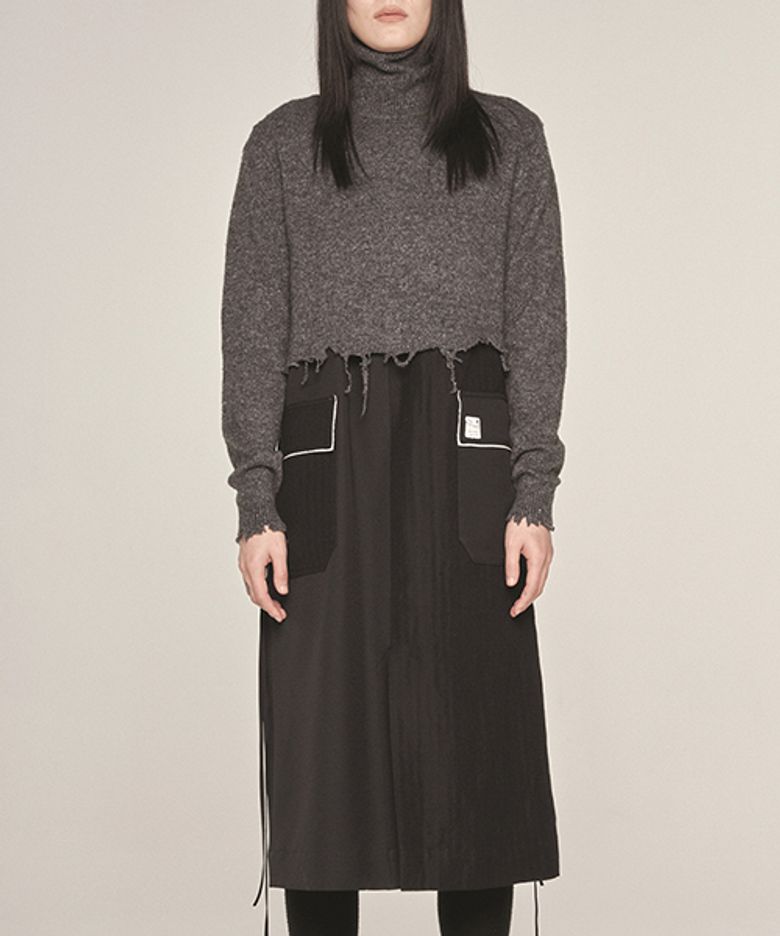 Knit Set Color Blocked H-Line Dress_RQDAW23539BKX
