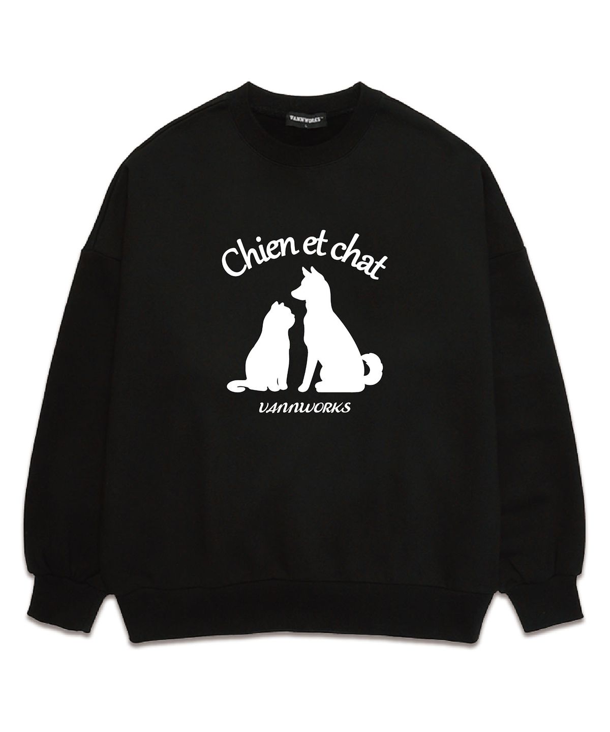 밴웍스(VANNWORKS) CHIEN ET CHAT 오버핏 맨투맨 (VLS0038) 블랙