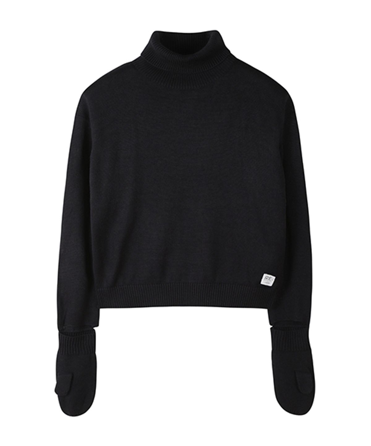 래코드(RECODE) Gloves Mixed Turtle Neck Knit Top_R0WAA23101BKX