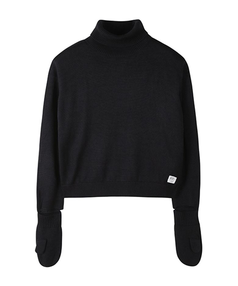 Gloves Mixed Turtle Neck Knit Top_R0WAA23101BKX