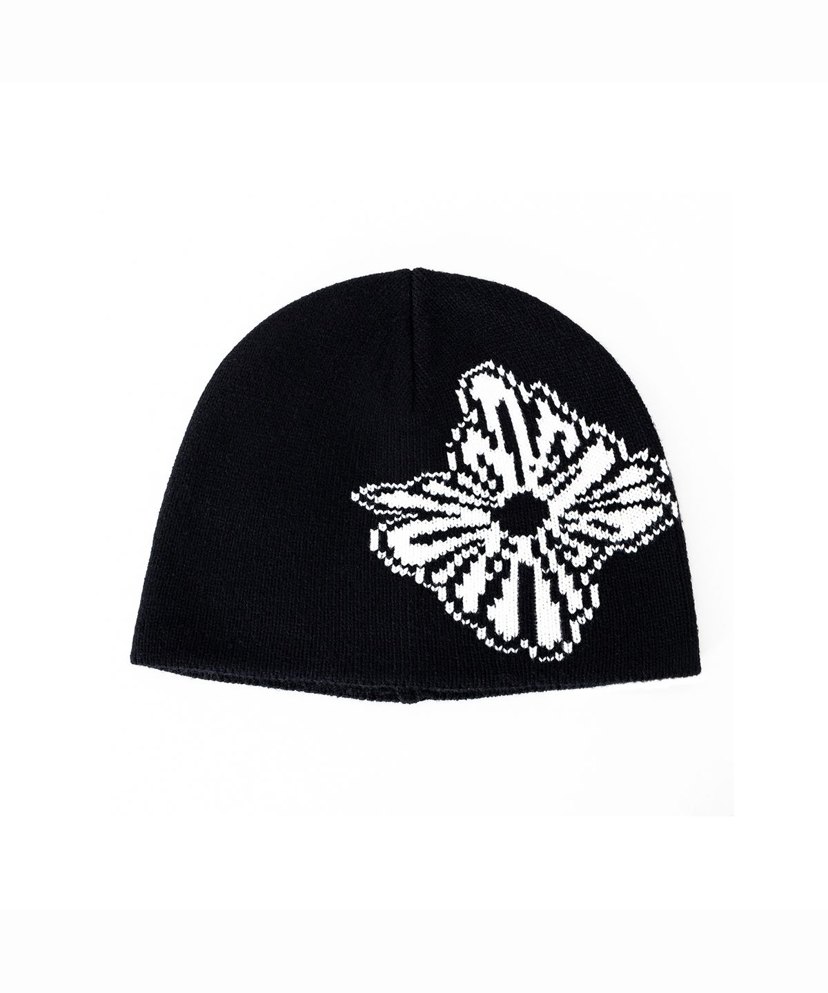 히든비하인드(HIDDEN BEHIND) FLOWER JACQUARD BEANIE (BLACK)