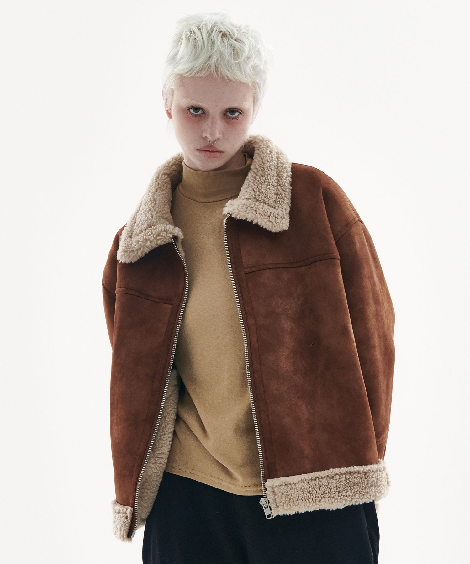 MUSINSA | PLACE STUDIO Vintage Washed Minimal Suede Mouton Mustang 