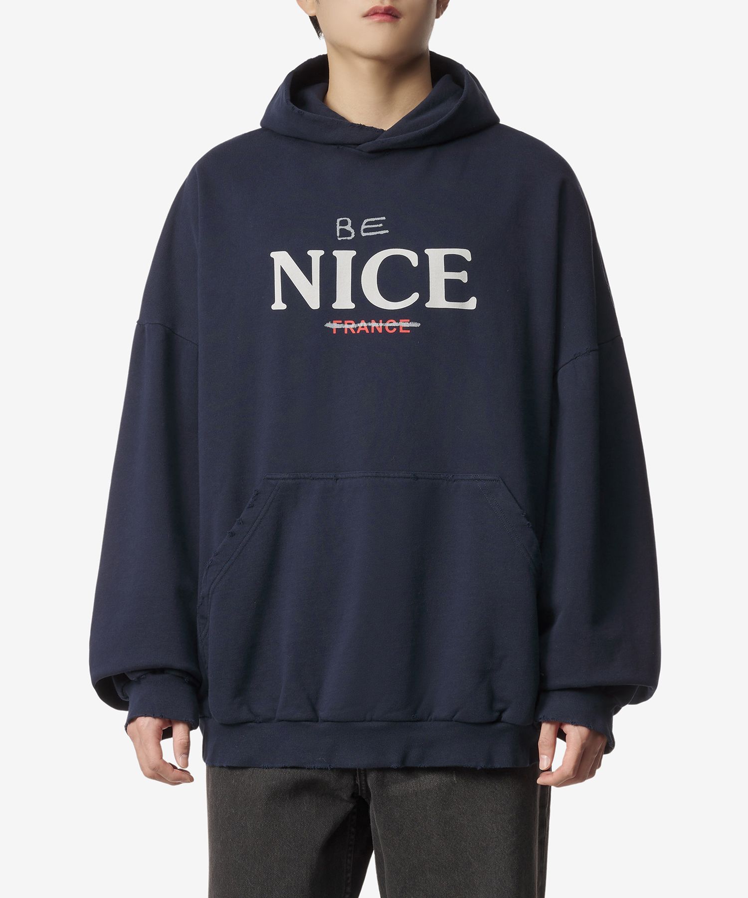パーカー・フーディ *BALENCIAGA* Logo Hooded Sweatshirt Marine Blue 761458TPVE54 MUSINSA | BALENCIAGA Logo Hooded T-shirt - Marine Blue