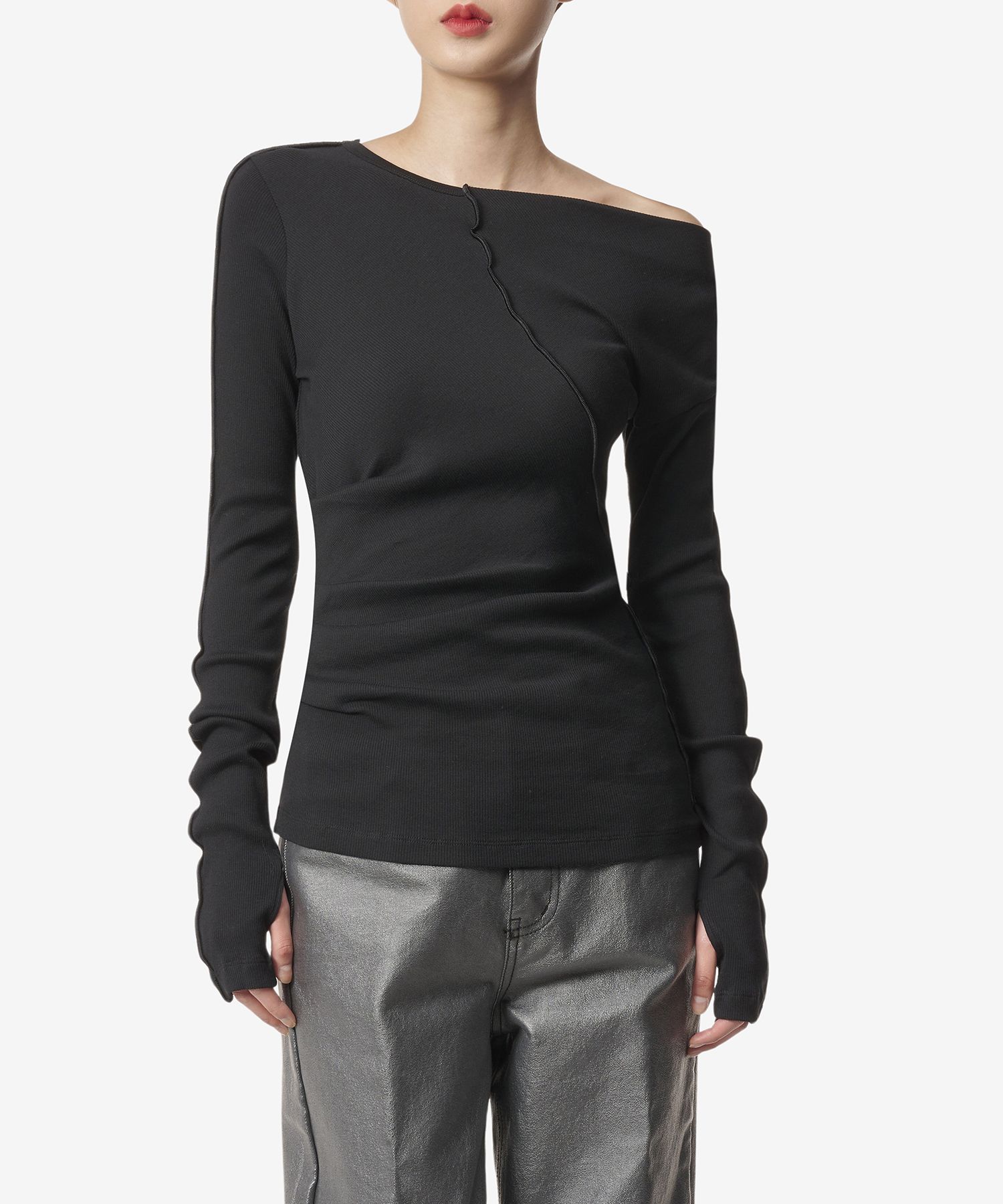 MUSINSA公式 | HELMUT LANG アシンメトリーロングスリーブTシャツ 