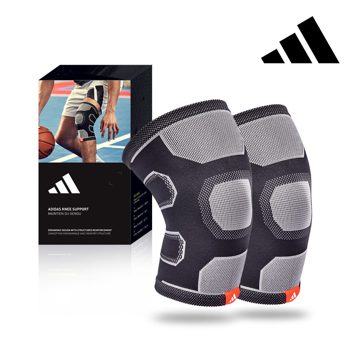 아디다스 피트니스(ADIDAS FITNESS) 에센셜 무릎 보호대 세트(2개입) 니슬리브