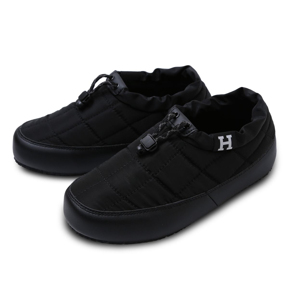 하버드 슈즈(HARVARD SHOES) 콘라드 남여공용 패딩 슬립온 퍼 안감 블랙
