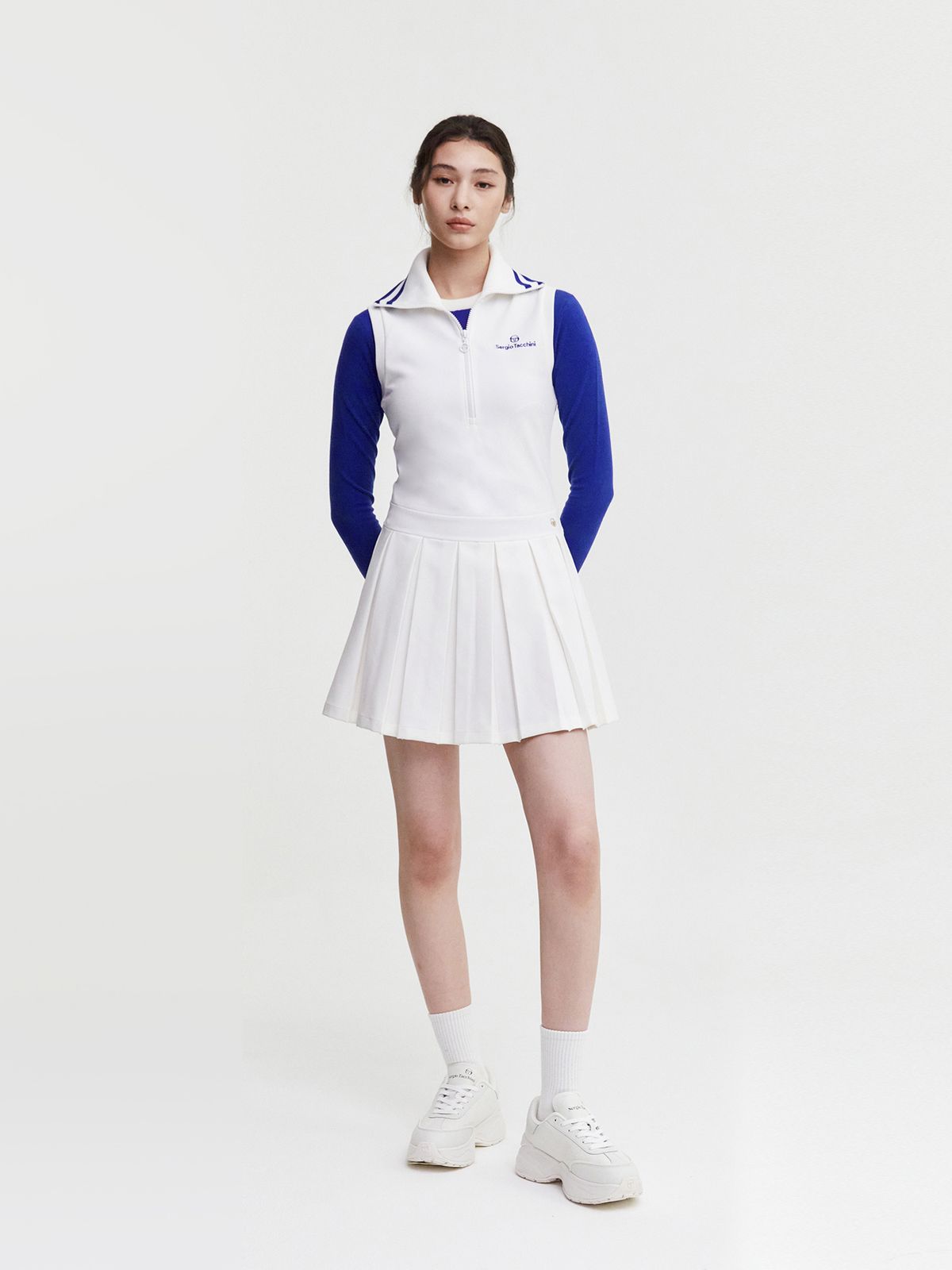 세르지오 타키니(SERGIO TACCHINI) W 리조트 하이넥 슬리브리스 드레스 (White)