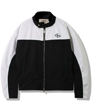 배색 프린트 라이더 자켓